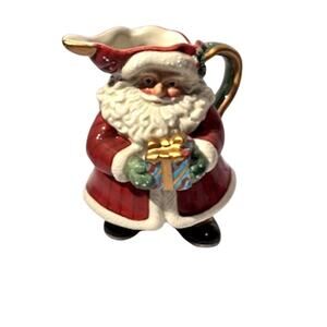 Vintage Fitz and Floyd Santa Creamer Pitcher Candy Cane Lane Holiday Decor
